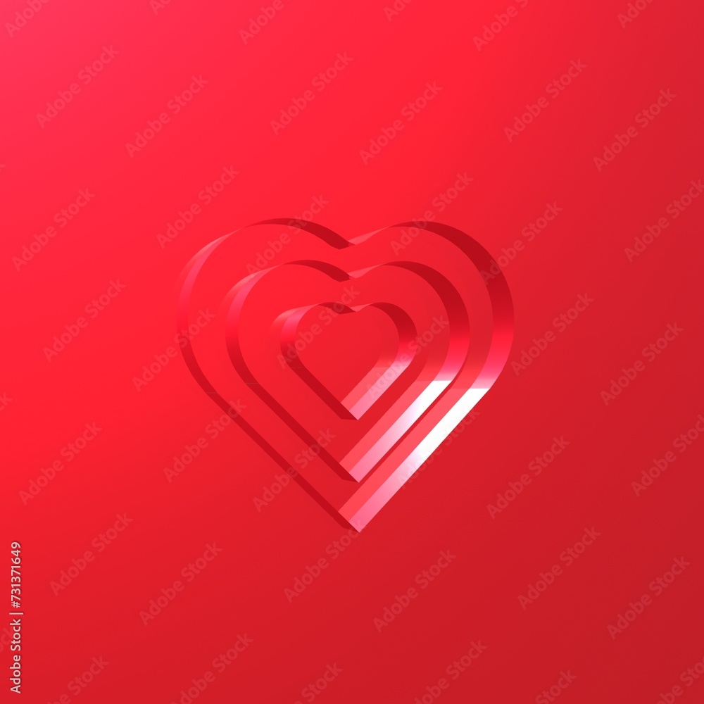 3d heart on red color background, love, gift, valentine