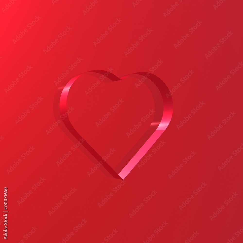 3d heart on red color background, love, gift, valentine