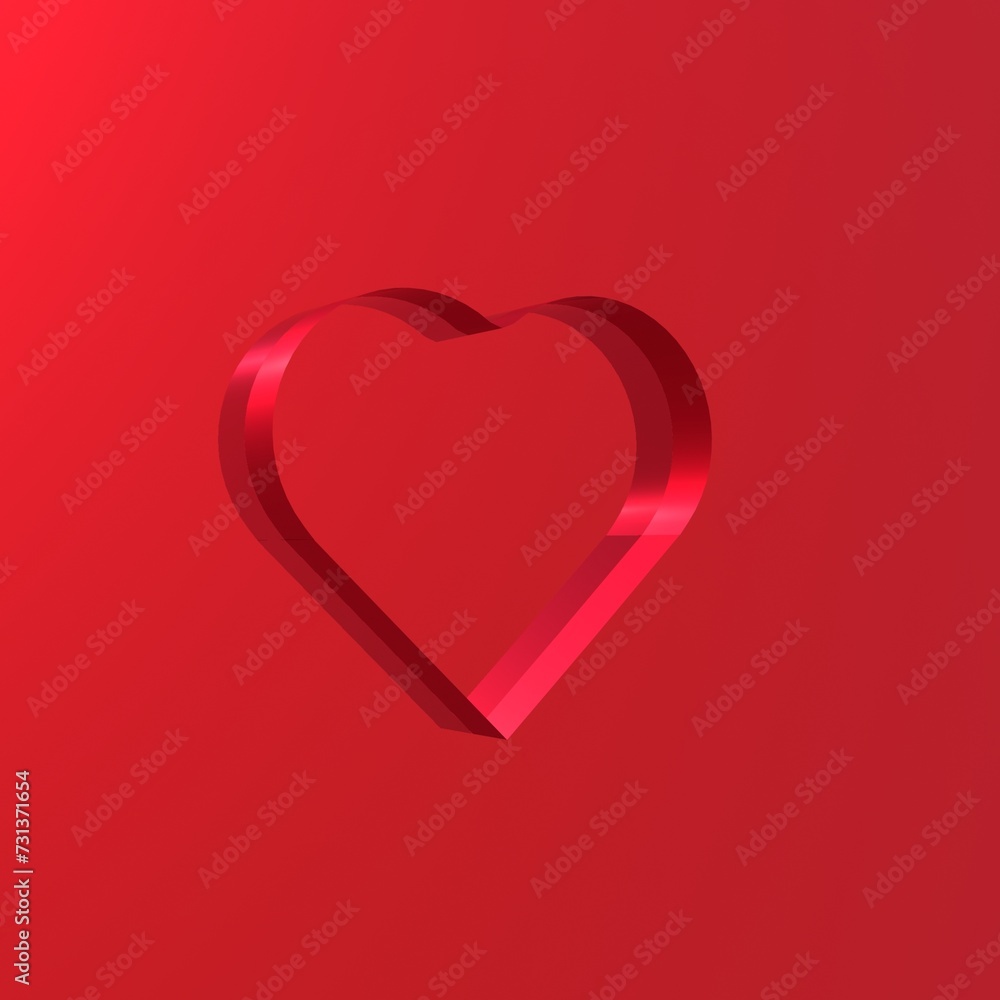 3d heart on red color background, love, gift, valentine