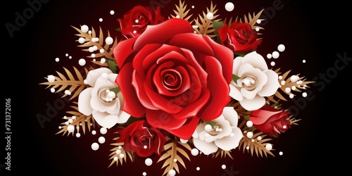 Rose christmas card with white snowflakes vector illustration 