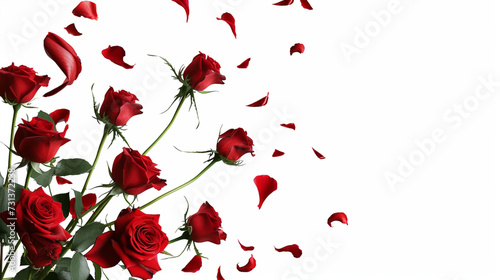 Floral Elegance: Bouquet of Red Roses in Clipart on White Background, Perfect for Romantic Projects with Plenty of Space for Text.