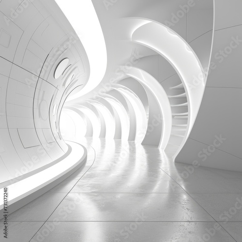 Modern Circular Architecture Design: Abstract Interior Tech Background