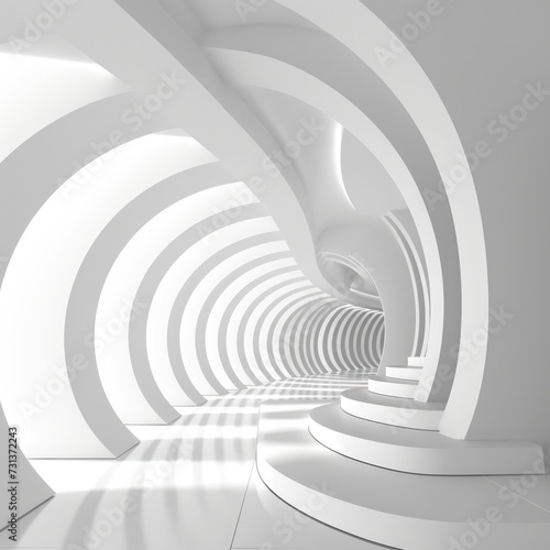 Modern Circular Architecture Design against Abstract White Background