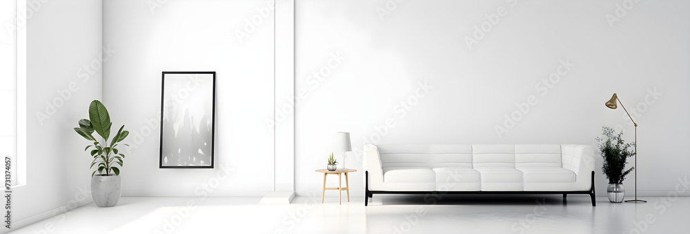 In a clean and minimalist space, a white backdrop beautifully showcases the subject or elements positioned within it, exuding a sense of clarity and sophistication. - obrazy, fototapety, plakaty 