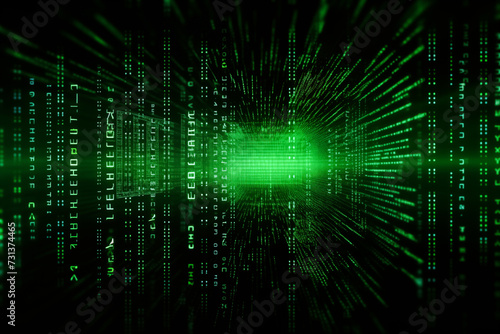 Dynamic Digital Data Stream - Abstract Green Computer Background