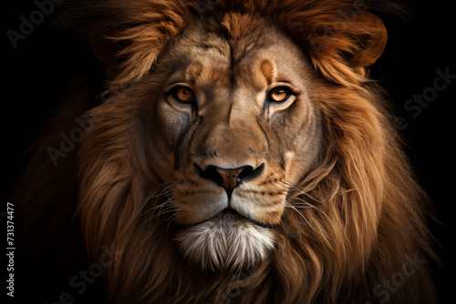 Majestic Lion Portrait on Dark Background © Dmitry Rukhlenko
