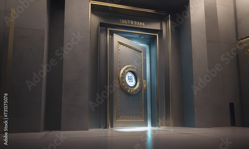 3d render Opening Of The Vault Door In Bank with a lot of money