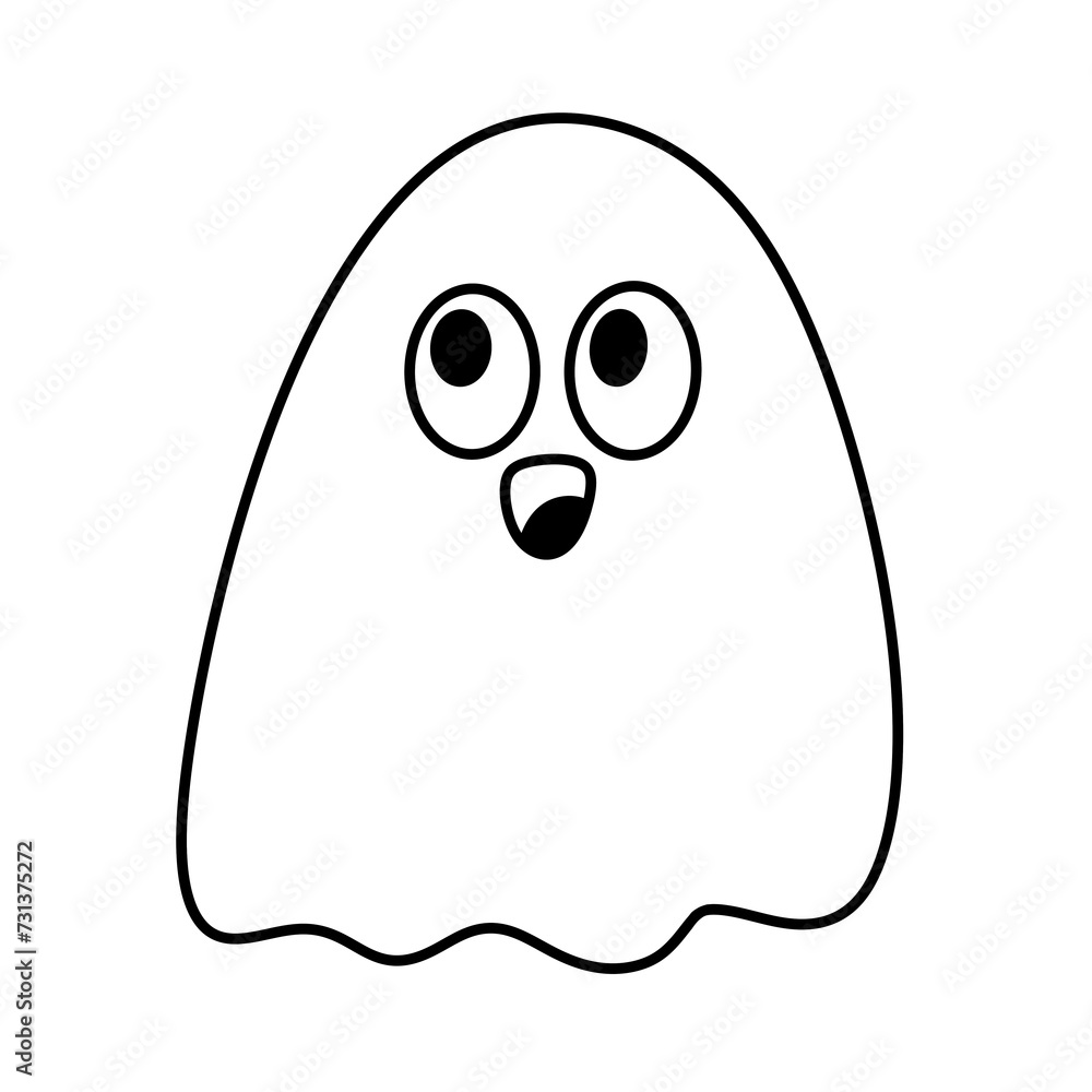 Cute ghost cartoon line icon. Cute ghost cartoon line icon.