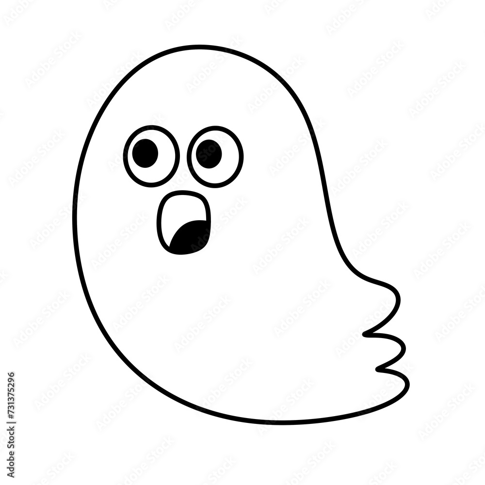 Cute ghost cartoon line icon.