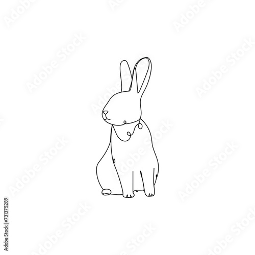 Cute drawn bunny on white b...