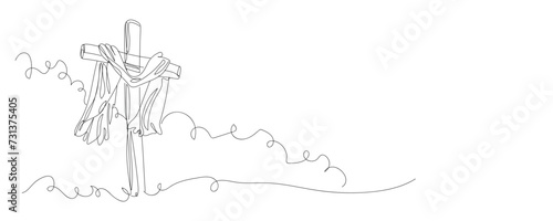 Cross with shroud on white background