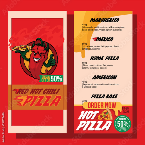 Menu Red Hot Chili Pizza template
