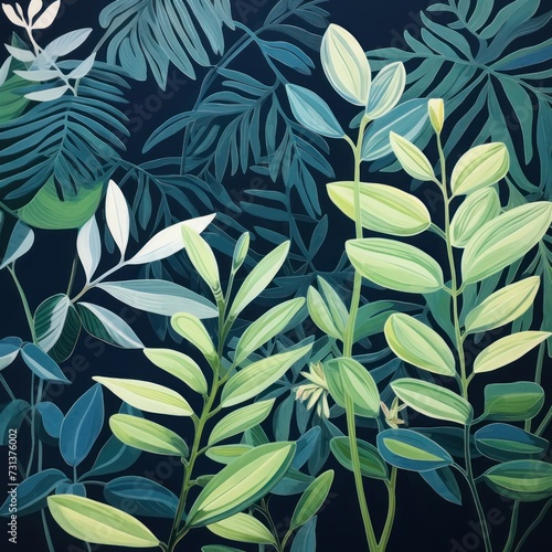 Green leaves and stems on a Charcoal background