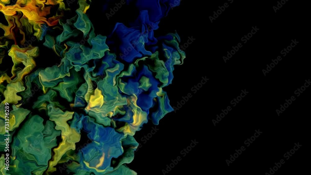 Green and orange ink flow with various textures and Black Background Green and orange ink flow with various textures and Black Background