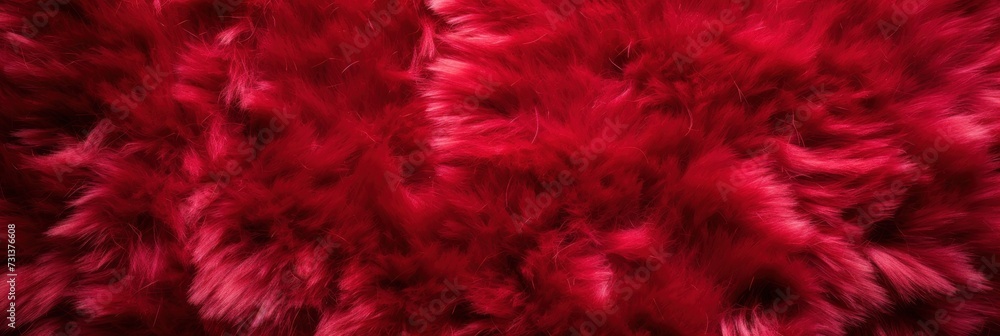 Ruby plush carpet close-up photo, flat lay 