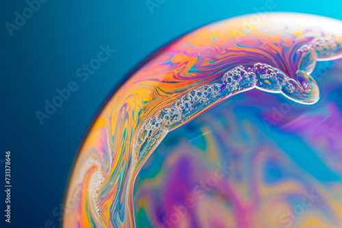 macro of a colorful soap bubble