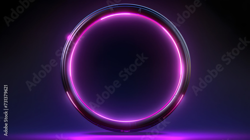 Abstract glowing color neon portal with dark background