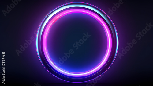 Abstract glowing color neon portal with dark background