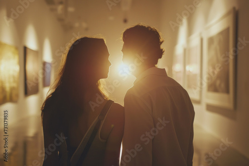  Art Lovers' Retreat: Romantic Couple Enjoying an Art Gallery Exhibition