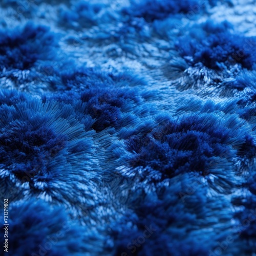 Sapphire plush carpet close-up photo, flat lay
