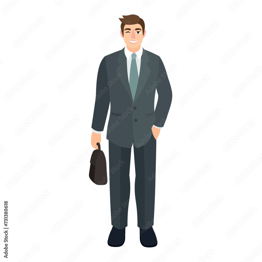 Handsome businessman with bag on white background Handsome businessman with bag on white background