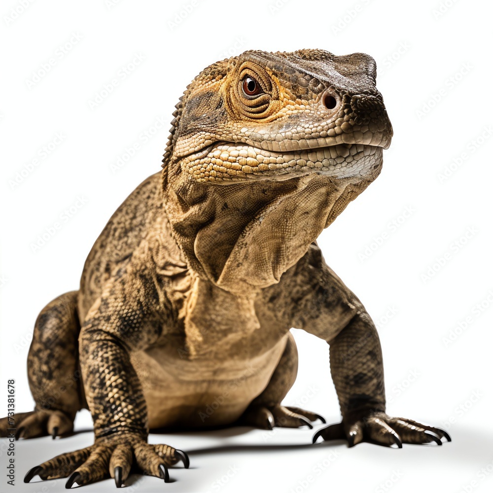 Obraz premium a komodo dragon close up, studio light , isolated on white background