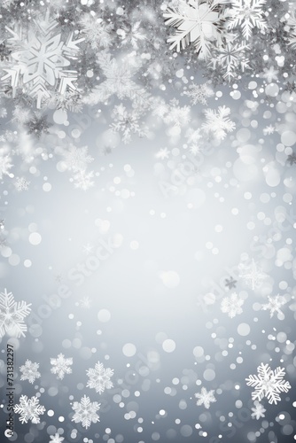 Silver christmas card with white snowflakes vector illustration 