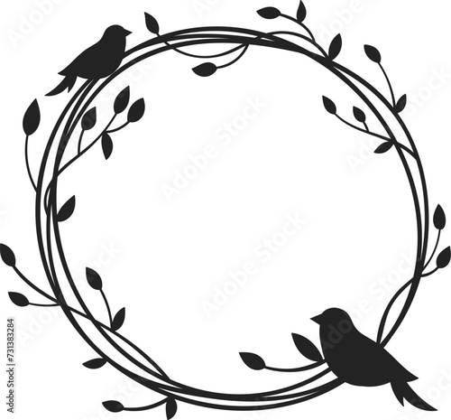 Photography Floral Circle Wreath Silhouette With Birds