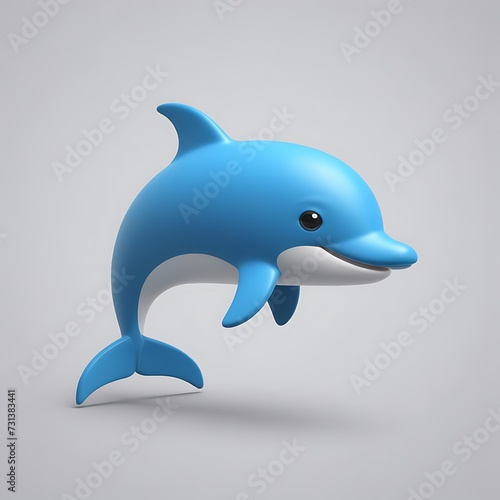 Dolphin 3D sticker vector Emoji icon illustration  funny little animals  dolphin on a white background