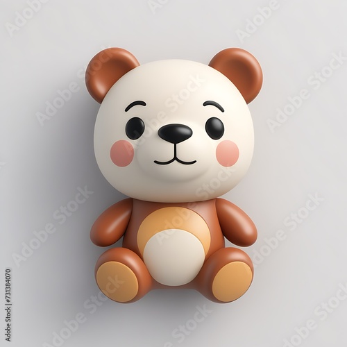 Bear 3D sticker vector Emoji icon illustration  funny little animals  bear on a white background