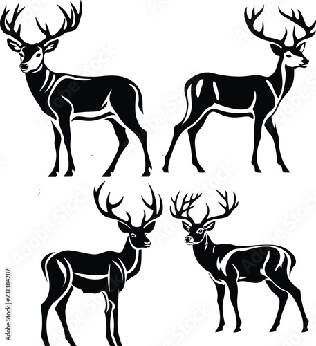 deer silhouette  logo  set vector illustration
