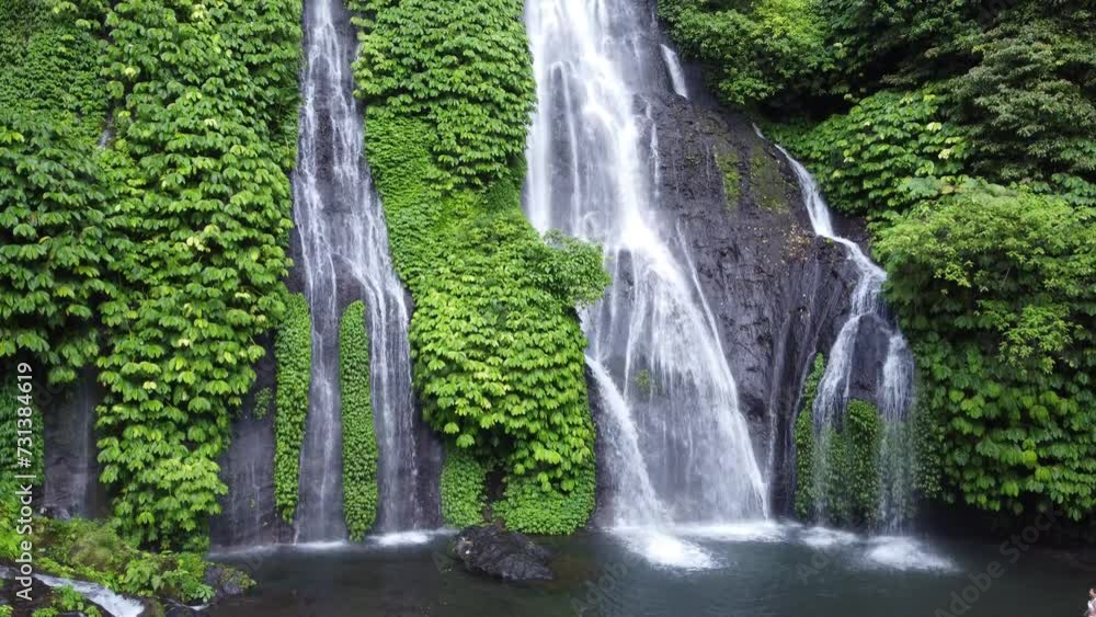 Aerial Banyumala Twin Waterfalls in Bali Indonesia Aerial Banyumala Twin Waterfalls in Bali Indonesia