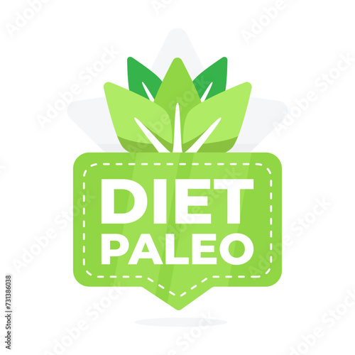 Healthy Paleo Diet Emblem with Vibrant Green Leaves for Nutritional Guidance