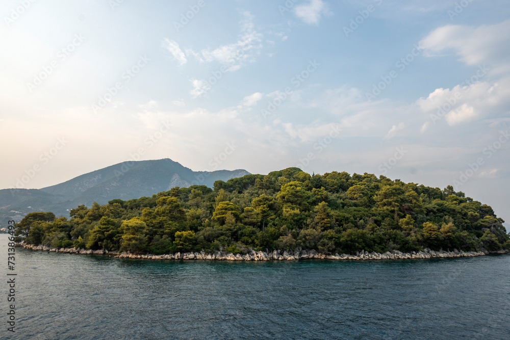 Panoramic view of coastline of Lefkada, Greece