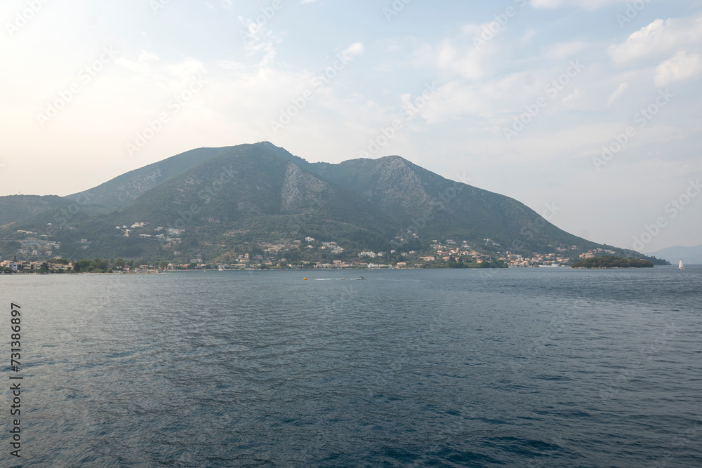 Panoramic view of coastline of Lefkada, Greece