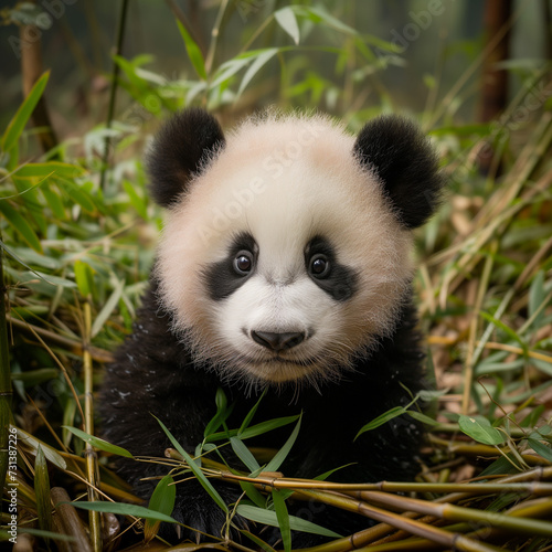 Adorable Baby Panda Cub in Natural Habitat