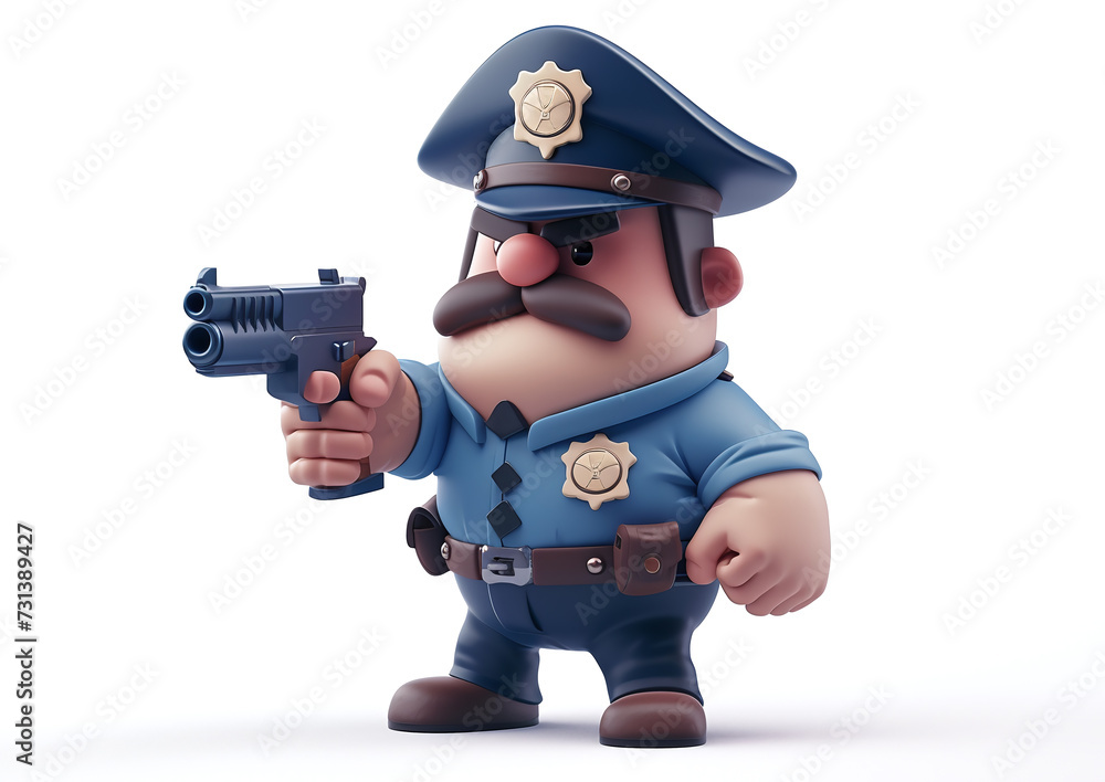 Cartoon Police Officer Holding a Gun Cartoon Police Officer Holding a Gun