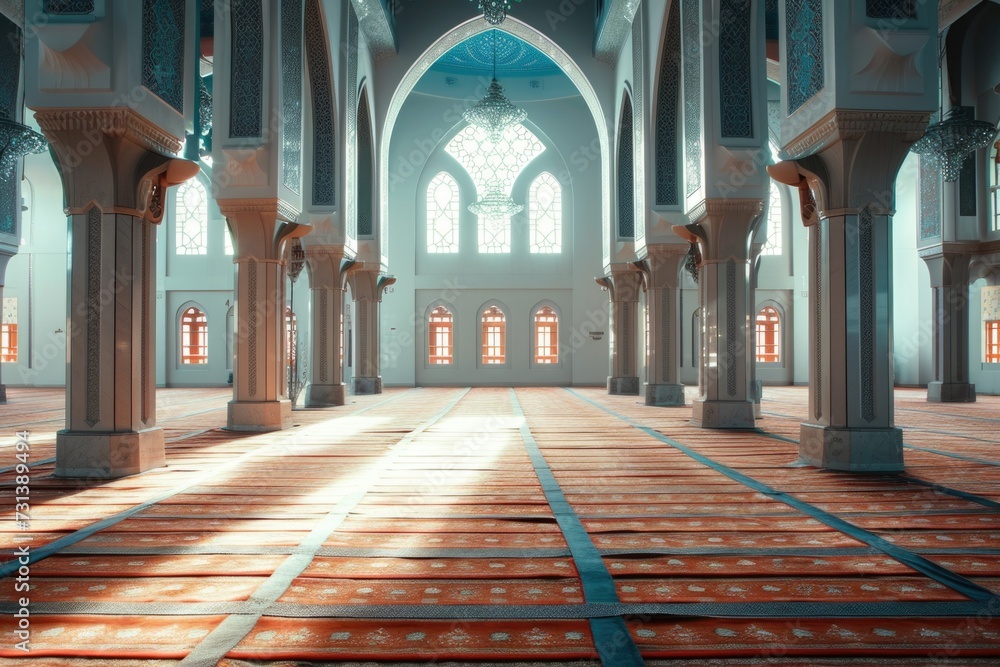 Within the mosque's interior, a dedicated Ramadan space awaits, offering exquisite architectural details, soft lighting, and a tranquil setting for prayer and community events