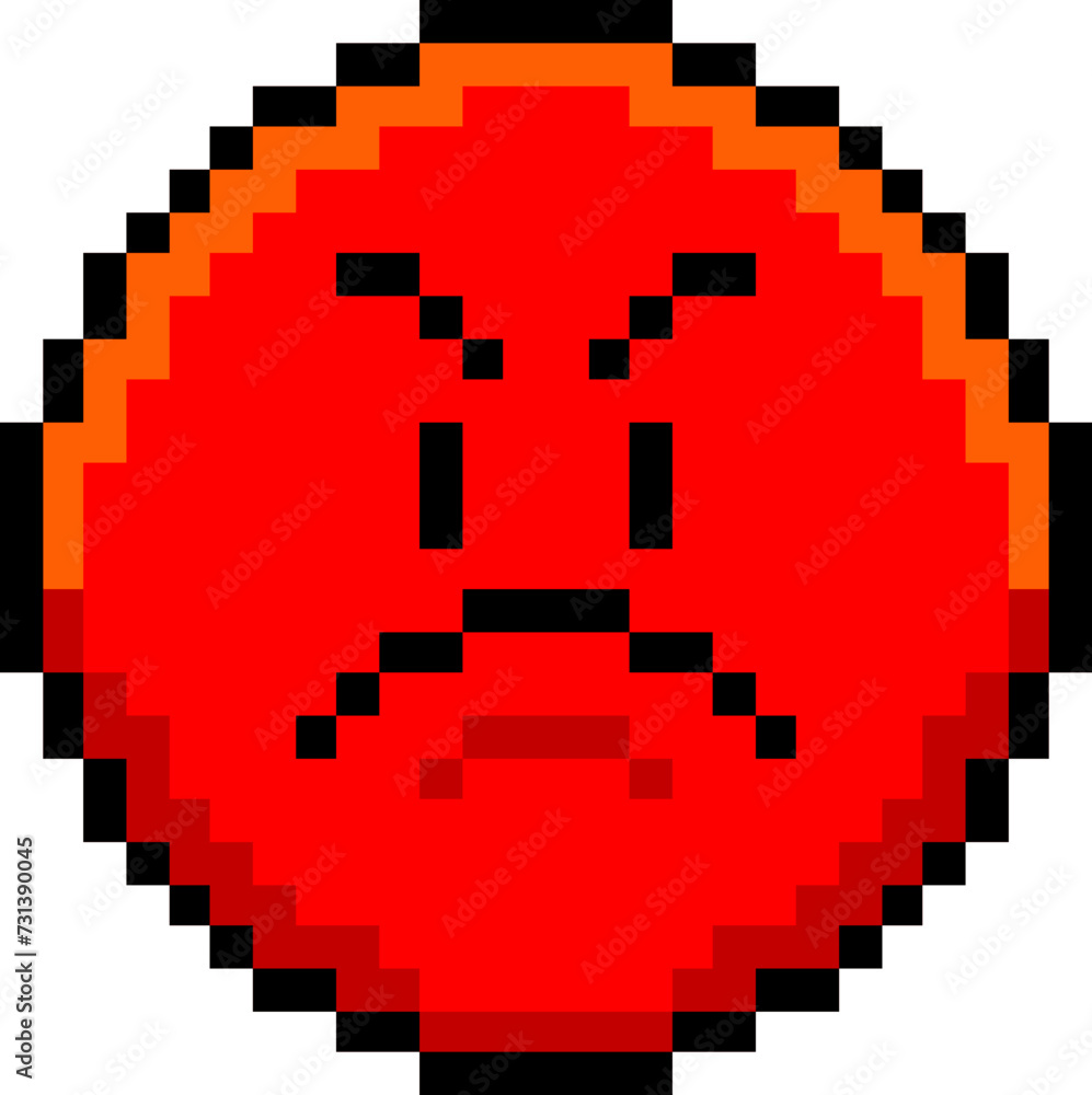 Obraz premium Pixel Red Angry Face Emoticon