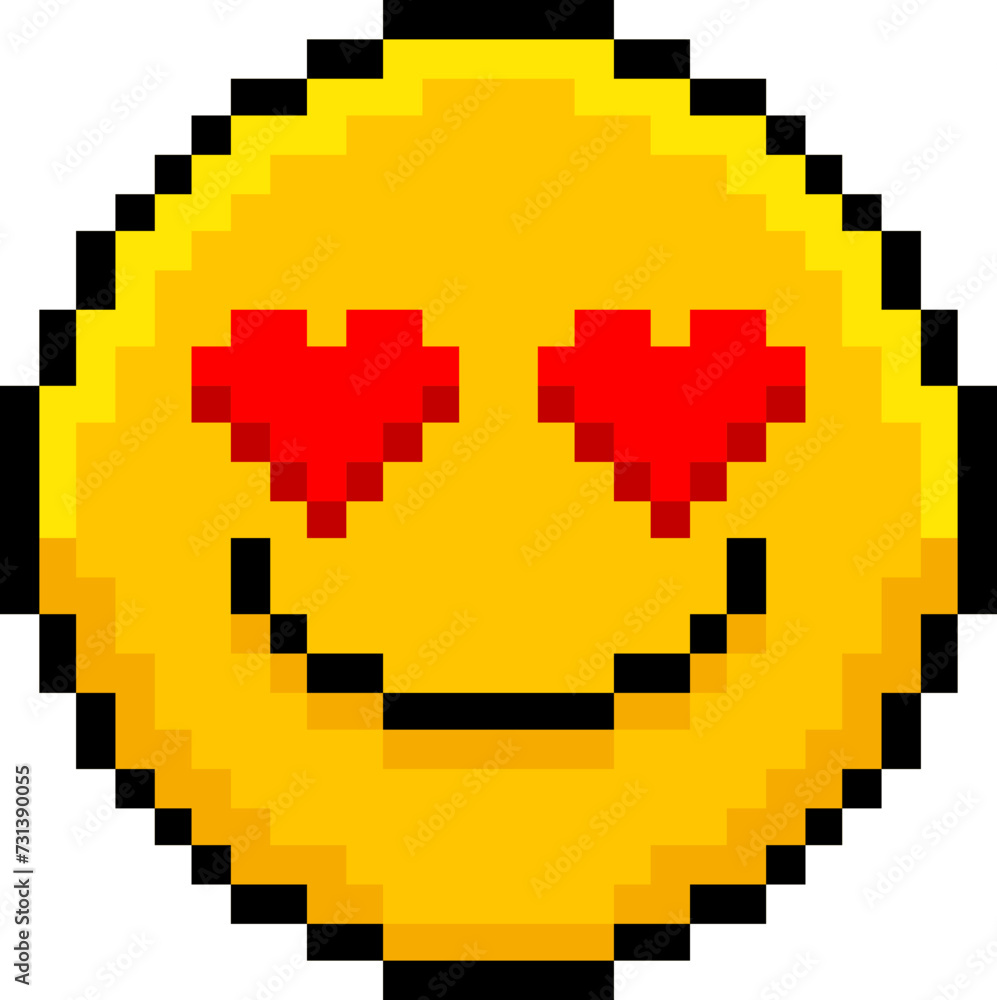 Obraz premium Pixel Heart Eyes Emoticon