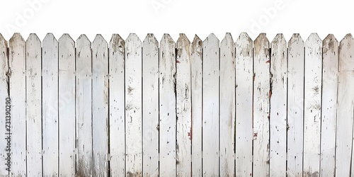 White wooden fence isolated on white background with copy space photo