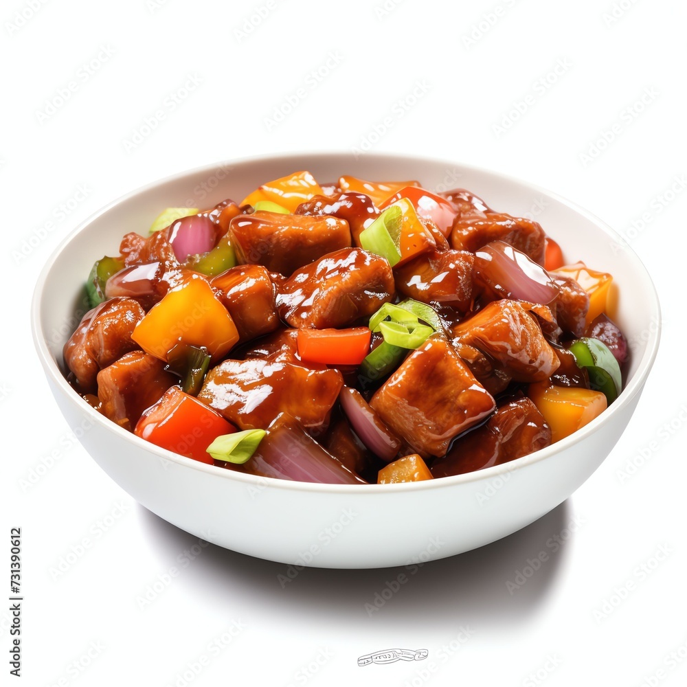 a Spicy salad with fried chicken, studio light , isolated on white background a Spicy salad with fried chicken, studio light , isolated on white background