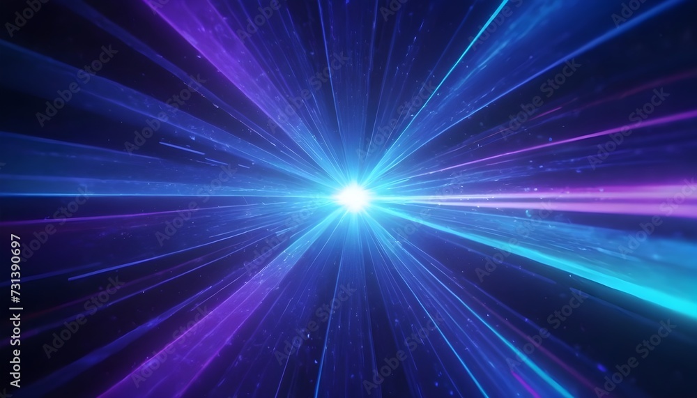 Fototapeta premium Abstract blue background with neon rays, flashes of light, faces, lines. Cosmic abstract background of the substrate.