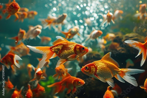 Lively aquarium with graceful, colorful fish.