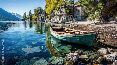 Boat in a coastal landscape