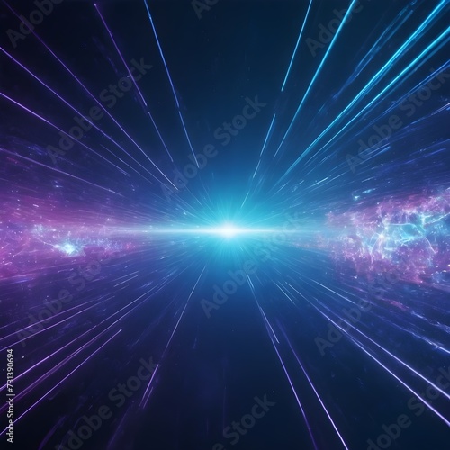 Abstract blue background with neon rays, flashes of light, faces, lines. Cosmic abstract background of the substrate.