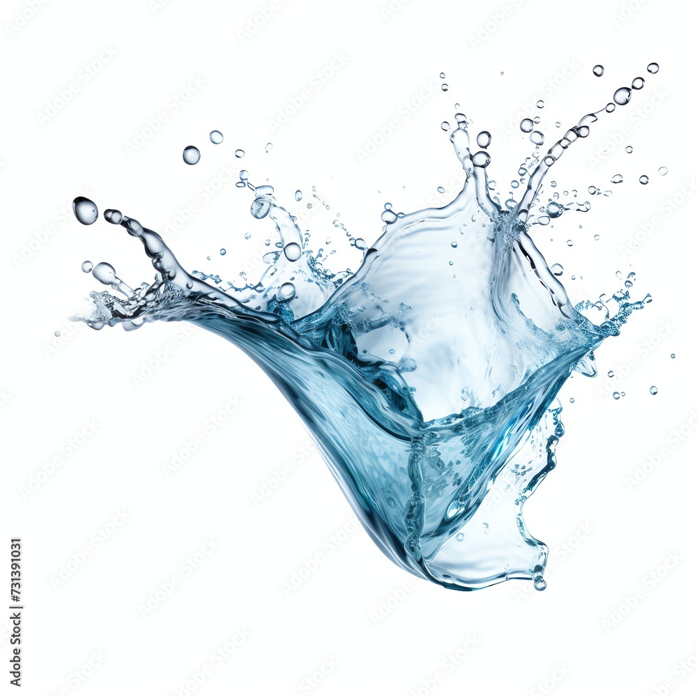 a water splash with water bubbles, studio light , isolated on white background a water splash with water bubbles, studio light , isolated on white background