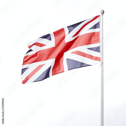 a Vertical shot of the england flag floating in the air, studio light , isolated on white background