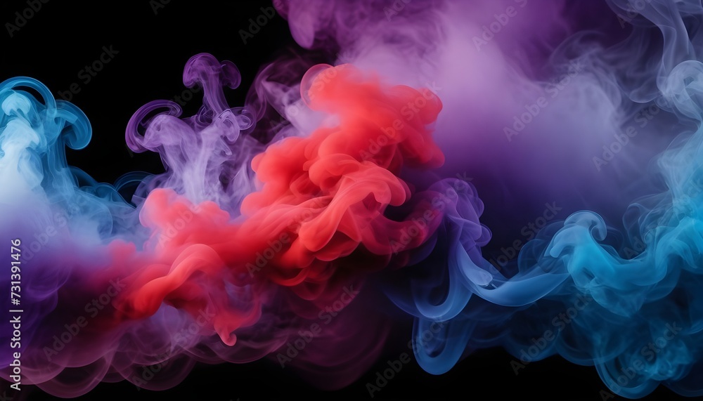 Dramatic smoke and fog in contrasting vivid red, blue, and purple colors. Vivid and intense abstract background or wallpaper. Dramatic smoke and fog in contrasting vivid red, blue, and purple colors. Vivid and intense abstract background or wallpaper.