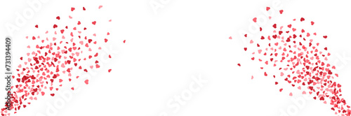 panoramic explosion of hearts in varying shades of red